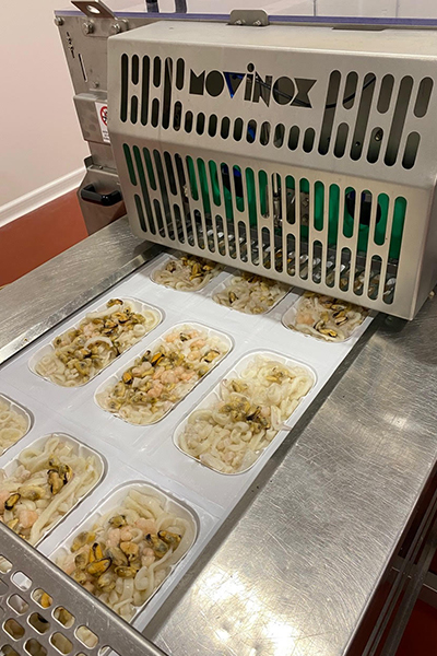 Ittico - line automatica surgelazione e confezionamento -preparato per risotto - misto spaghetti